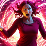 **Ruby Transformation Scene:** A vibrant, dynamic shot of Ruby transforming into her magical form, with swirling colorful energy and a determined expression on her face. Focus on smooth animation and beautiful visual effects.